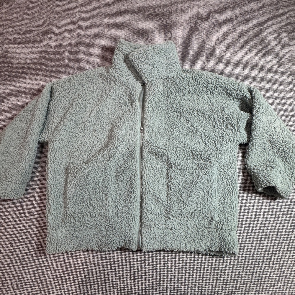 Wild Fable Womens Sage Green Sherpa Fleece Full Zip Lined Mock Neck Jacket M/L